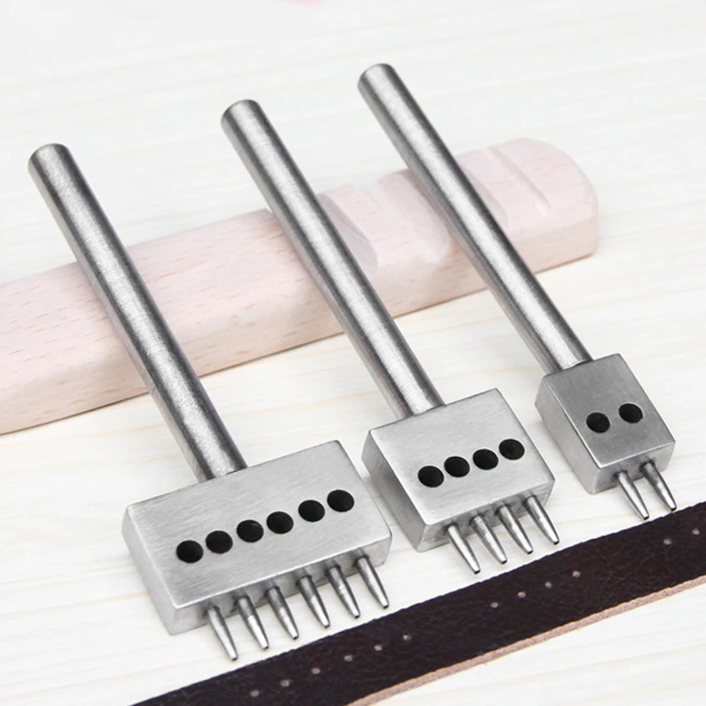 

4mm Round Punch Prong Chisel Craft Leather Spacing Hole Punching Tools Stainless Steel Drilling Instrument for Cobbler