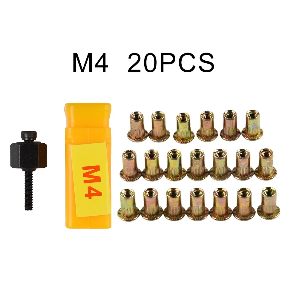 21Pcs/set Hand Rivet Nut Gun Head Nuts Rivet Nut Tool Manual Riveter Nut Tool M3 M4 M5 M6 M8 M10 Simple Installation Riveter