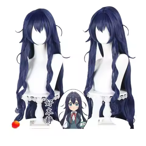 Anime 100 Kanojo Yoshimoto Shizuka Cosplay Wig Dark Blue Long Hair Halloween Party Women Girls Role Play Wig Props Accessories