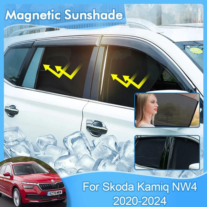 

Magnetic Sunshade For Skoda Kamiq NW4 2020 2021 2022 2023 2024 Sun Shades Shield Front Rear Windshield Window Mesh Visor Cover