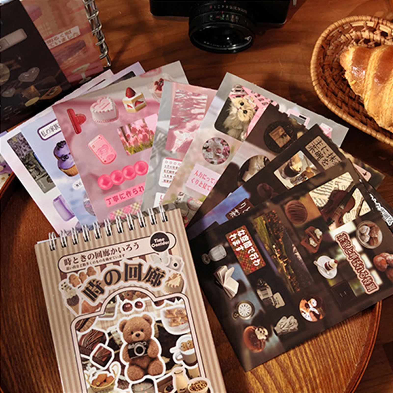 

45pcs Simple Coil Scrapbooking Shiguang Gramophone Series Retro Early Sticker Books Vintage Style Handbook Decorative Stickers