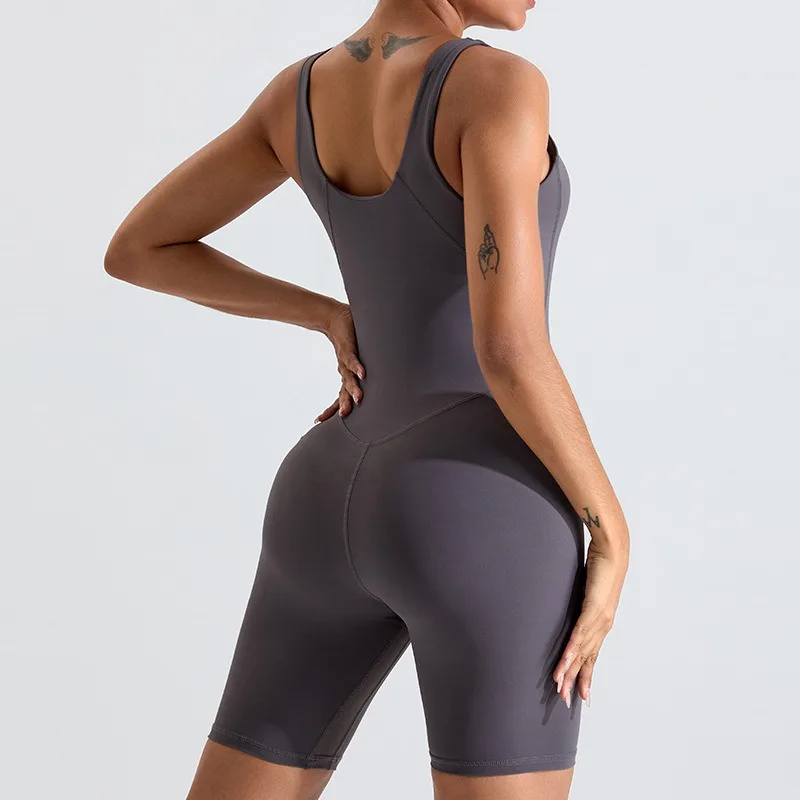 Quick Drying Jumpsuit for Women, Naked Feeling, Hip Lifting, Shorts, Outdoor Sports, Fitness Suit, New