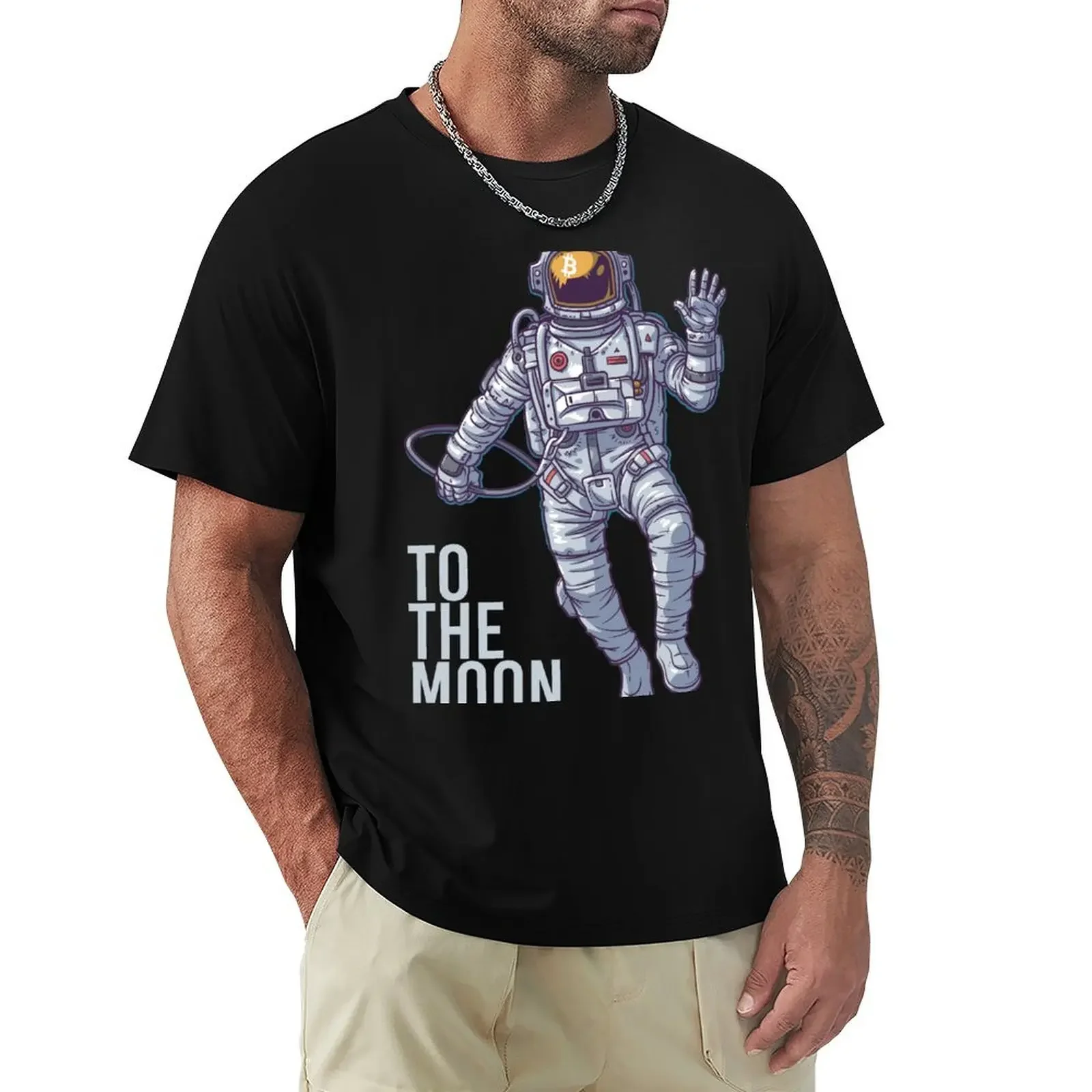 Bitcoin astronaut to the Moon -light text T-Shirt blanks shirts graphic tees oversized graphic tee sweat shirts, men