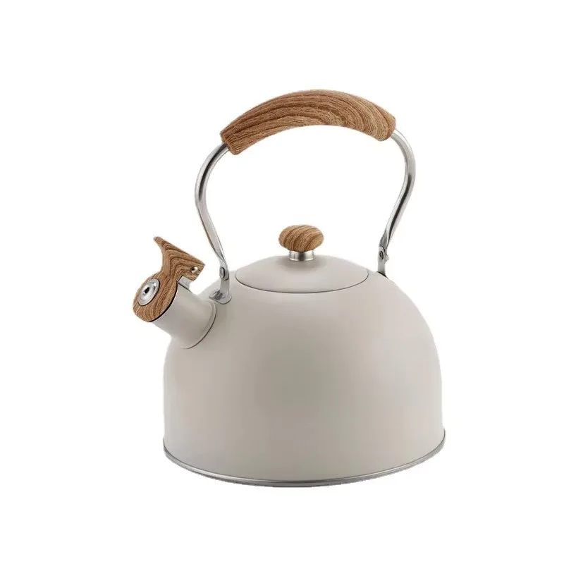 Manufacturer wholesale food grade stainless steel kitchen 2.5L tea kettle stove top whistle with wooden handle