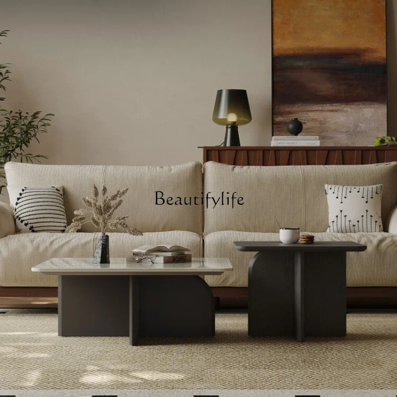 

Ljy Italian minimalist marble coffee table combination square living room household small apartment metal paint high-end