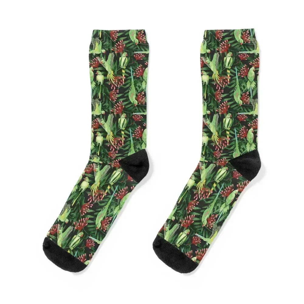 

Tropical Watercolour Ring-neck Parrots Socks Children's designer Crossfit Mens Socks Women's