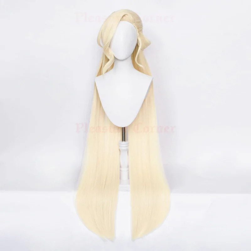 Genshin Impact La Signora Cosplay Wig High Quality 120cm Long Light Golden Synthetic Wigs Role Playing Props