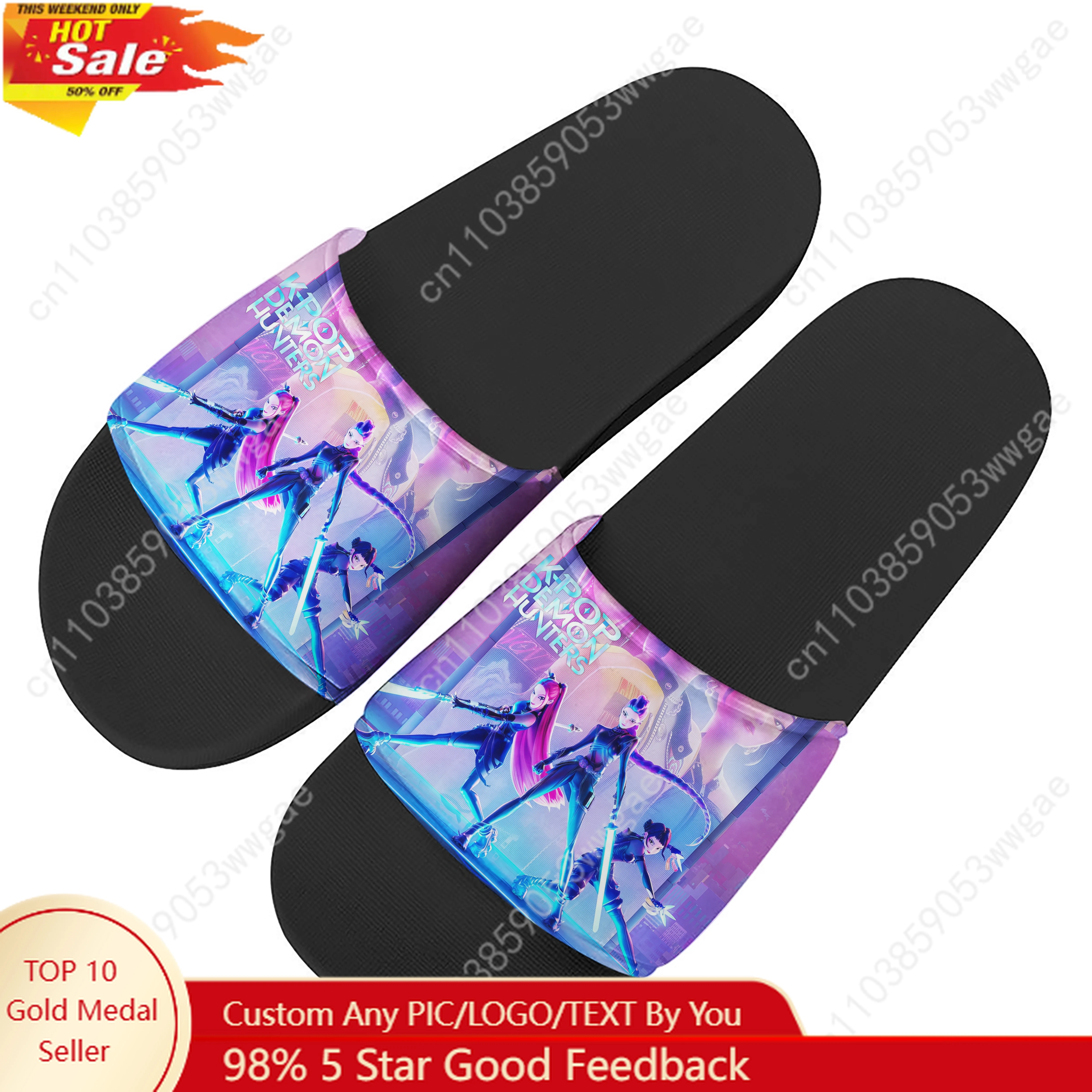 

KPop Demon Hunters Sandals Home Slipper Water Shoes Mens Womens Teenagers Sandal Bathroom Beach Pool Custom Made Summer Slippers