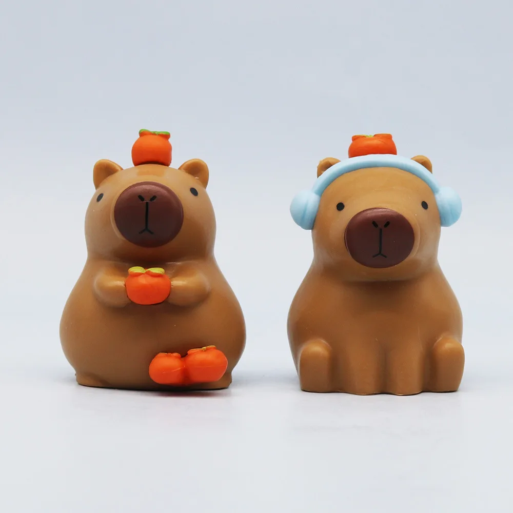 6pcs/set Cute Capybara Figure Simulation Capibara Kawaii Anime Animals Doll Children Birthday Present Charm Model Gift Toys