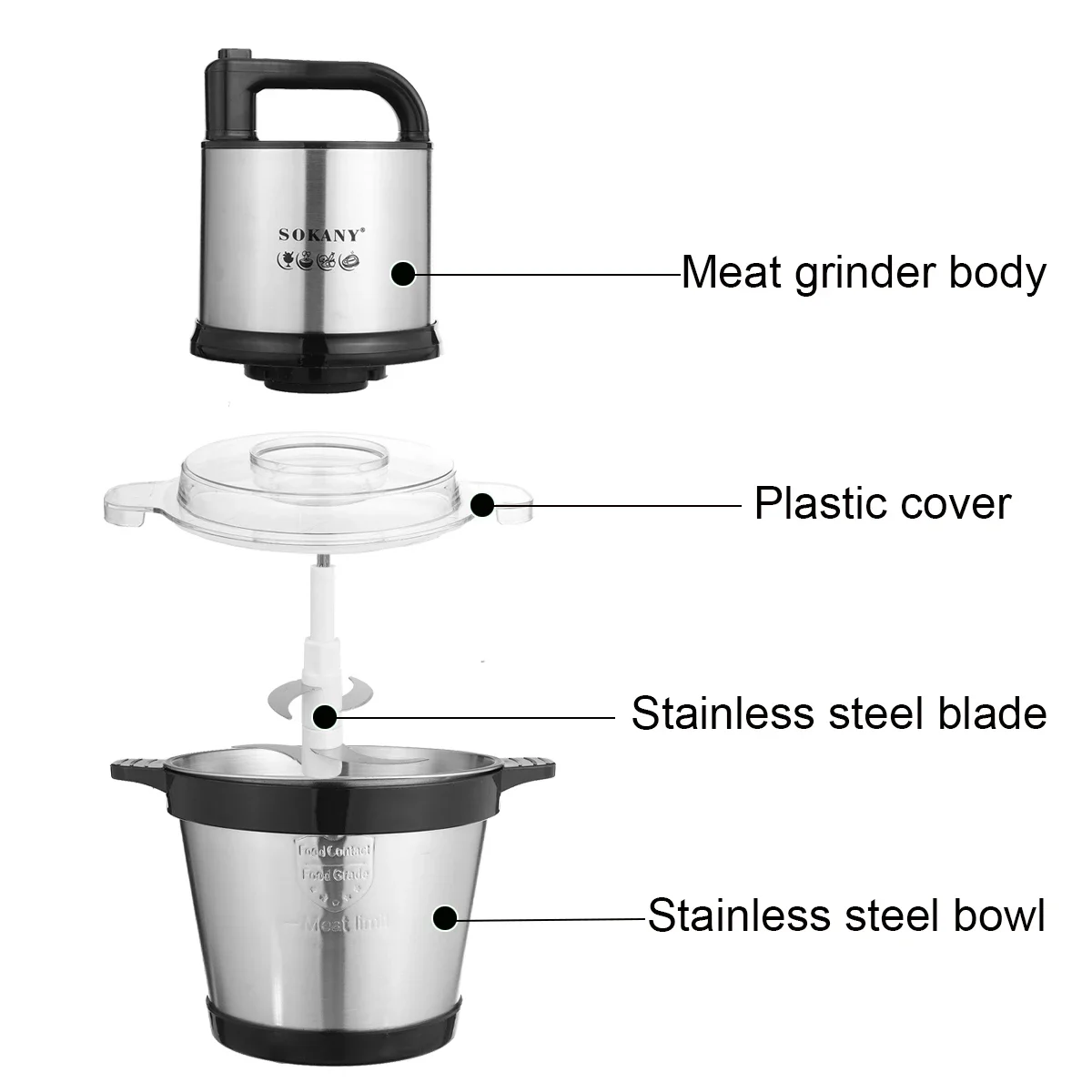 4L 800W maszynka do mielenia mięsa 800W krajalnica do robot kuchenny ze stali nierdzewnej 2-biegowa elektryczna urządzenia kuchenne do Blender do