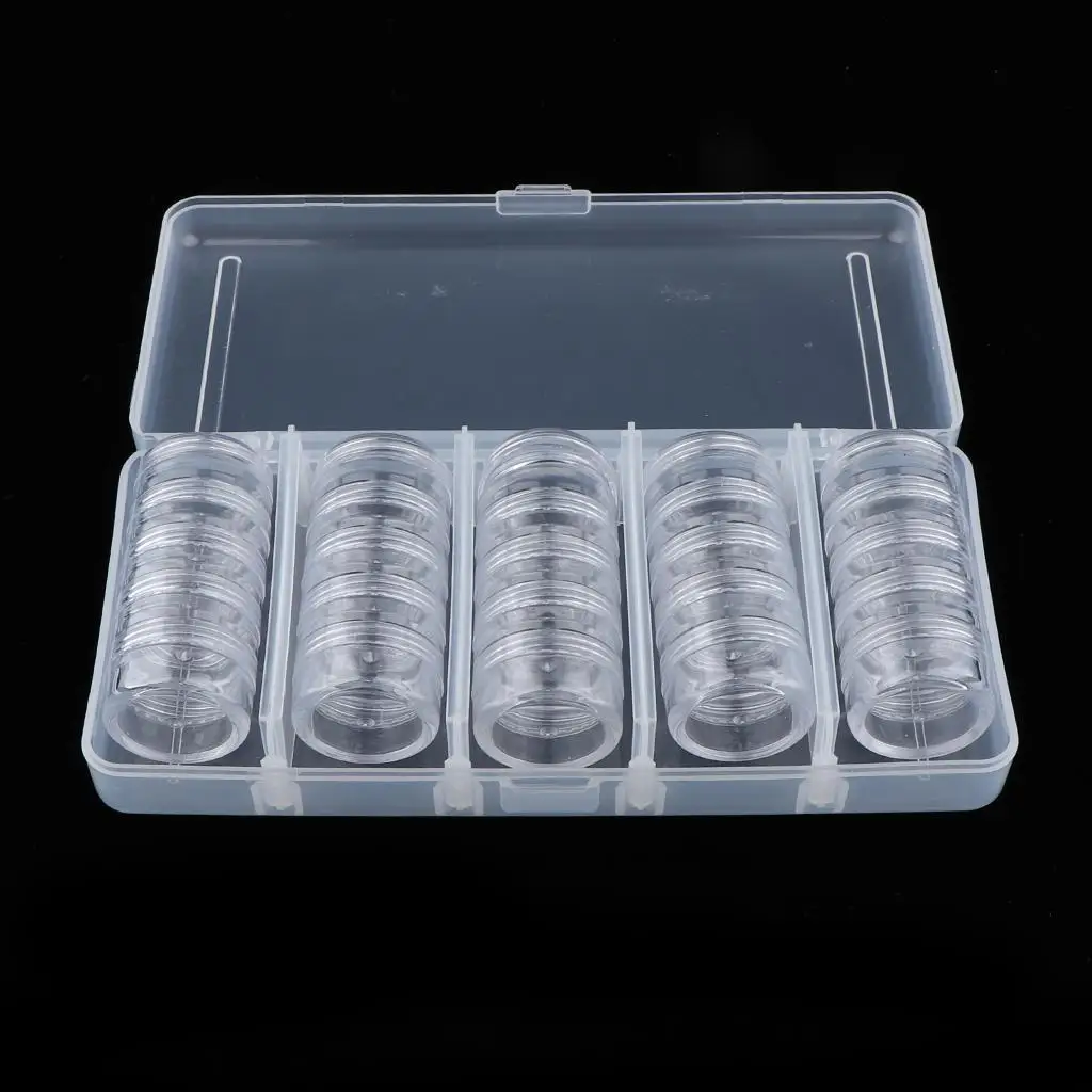 25pcs Nail Powder Bottles,Empty Rhinestone Nail Tips Storage Box Case Plastic