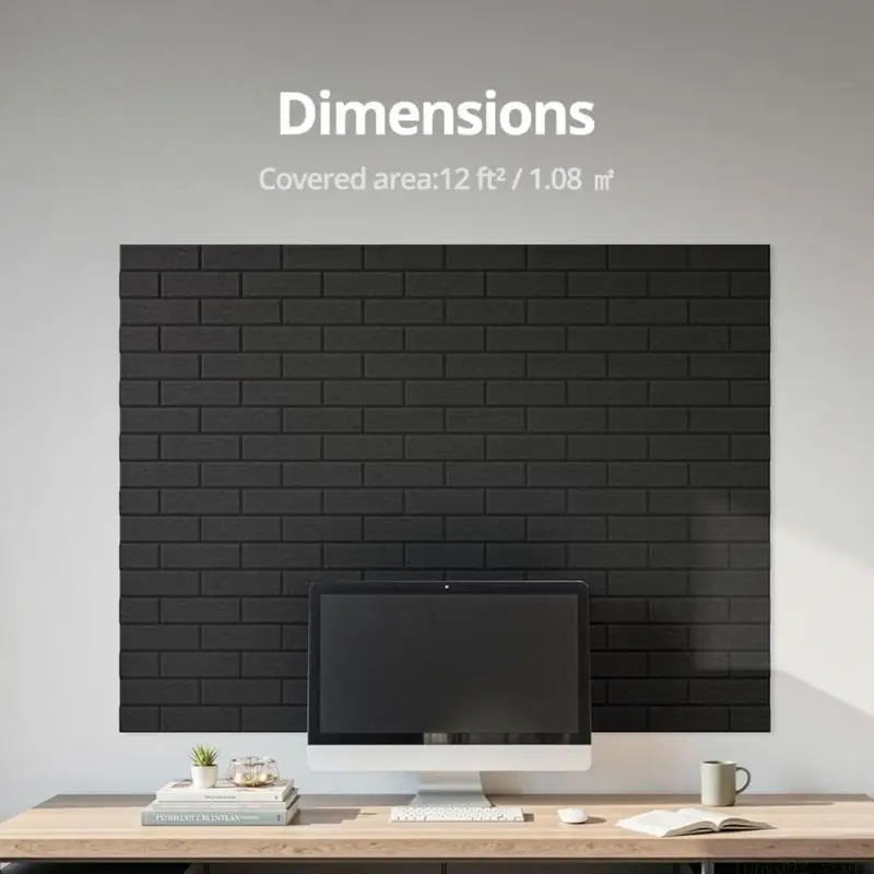 D0AB 12Pcs Brick Pattern Noise Canceling Brick Panels Sound Absorbing Wall Tiles For Home Studio Ceiling Door Installation
