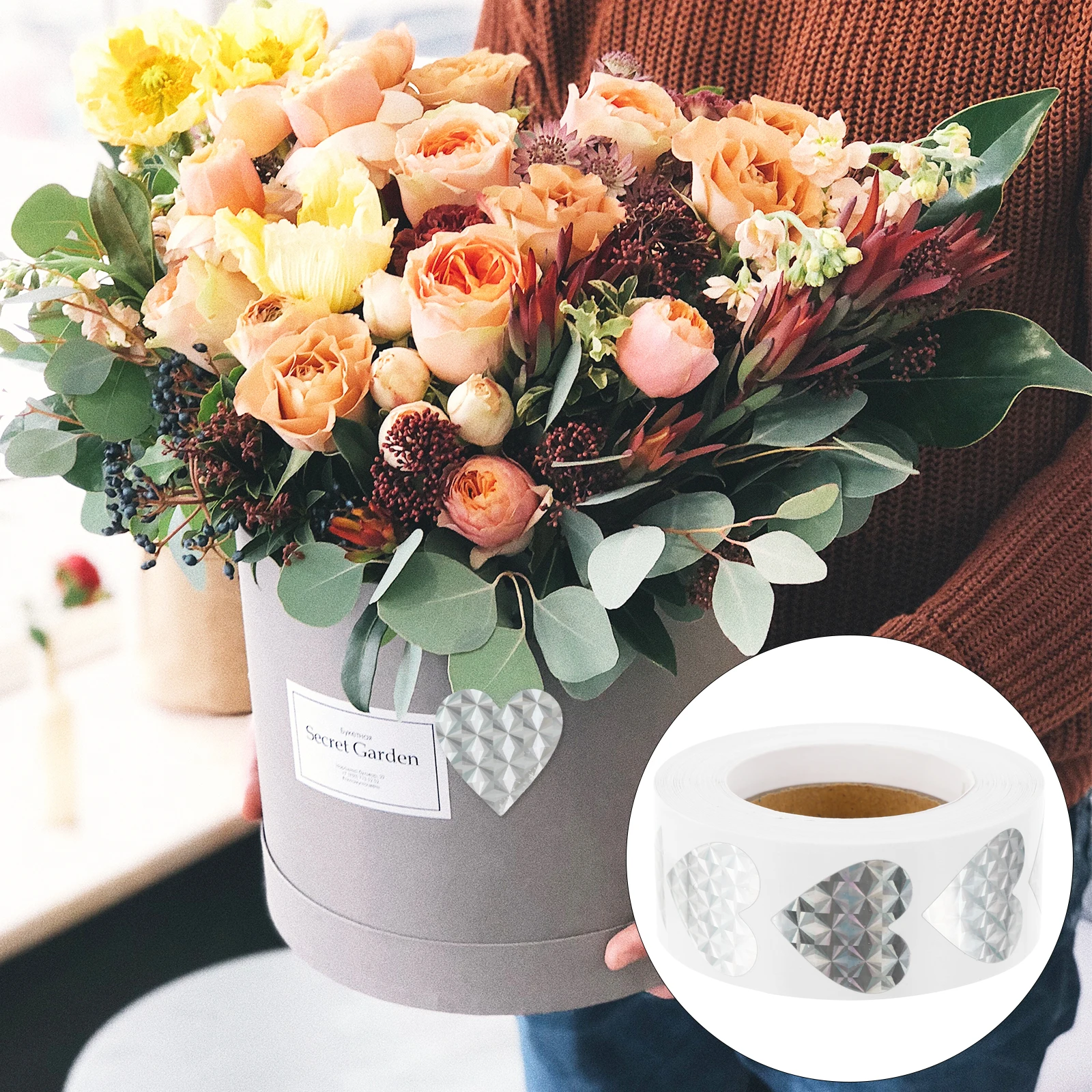 

Heart Shaped Adhesive Labels Cute Laser Stickers Decorative Sealing Paper DIY Crafts Gift Wrapping Party Supplies Self adhesive