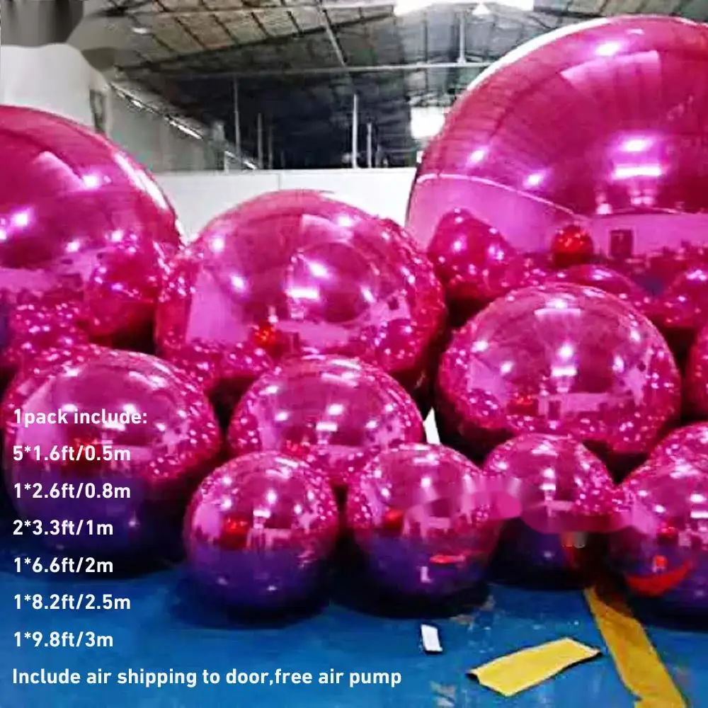1 Set Reuseable Giant Inflatable Ball Orange Colorful Mirror Spheres Big Shinny Balls For Christmas Party Decoration