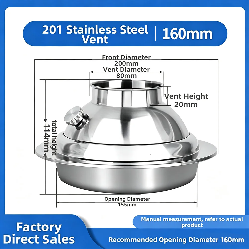 Stainless Steel Adjustable Air Outlet Vent, 110mm Round Wall Vent Cover, Air Diffuser For Kitchen, Bathroom And Household