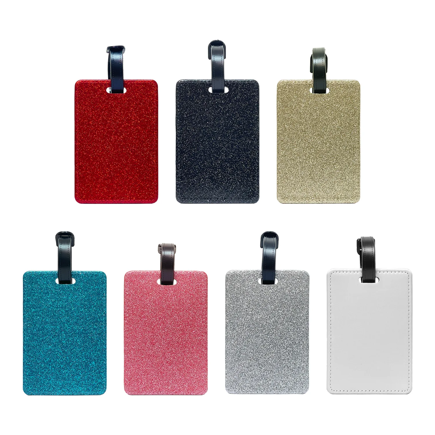 Sublimation Blank Print Colorful Luggage Tag Custom Logo PU Leather Suitcase Tags Travel Accessories Name ID Address Tags