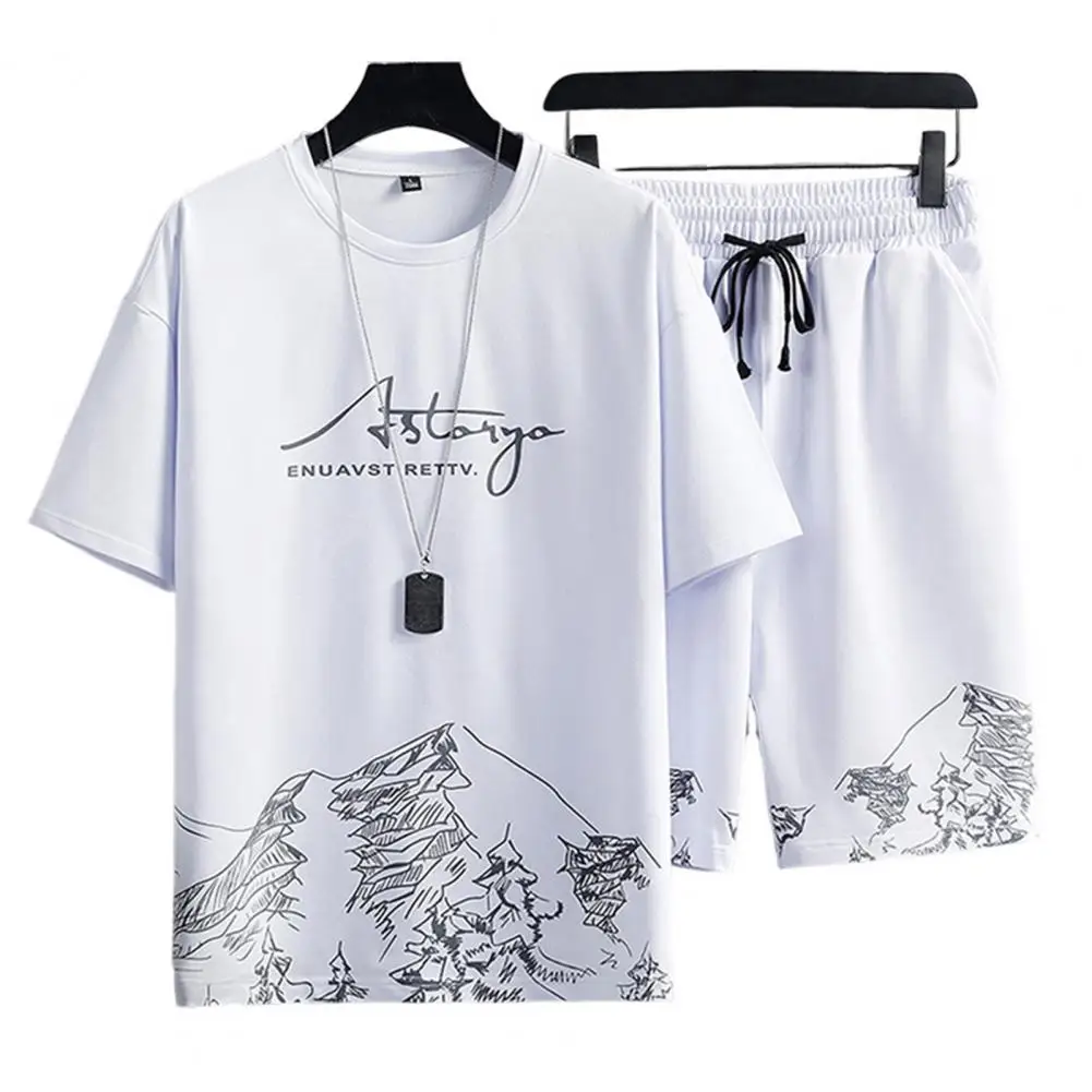 2 teile/satz lässig Outfit Mode dünne Sportswear Anzug Berg druck lose T-Shirt lose Shorts Sporta nzug Streetwear