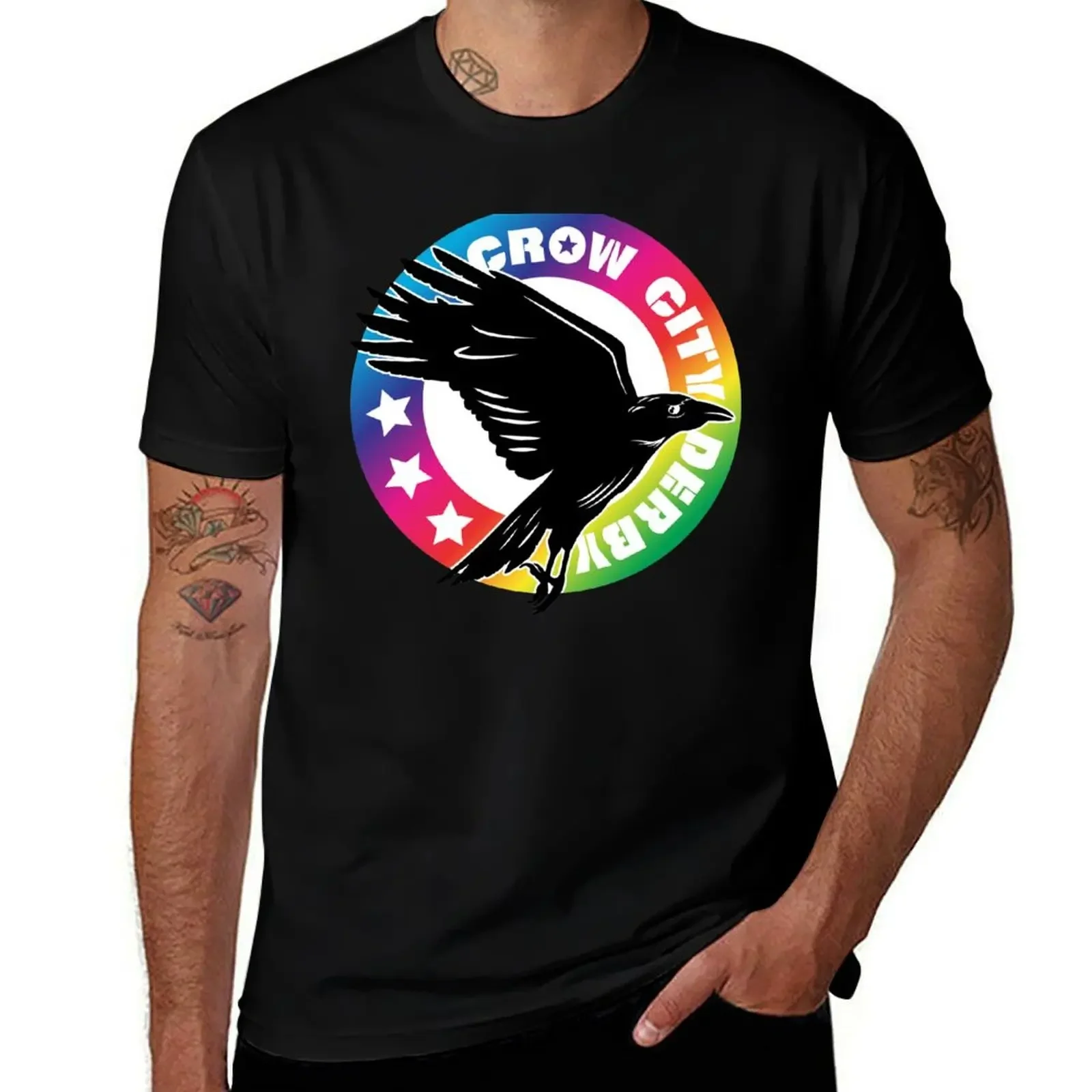 

Crow City Derby - Rainbow Logo T-Shirt custom shirt sweat rapper graphic tees men t shirts