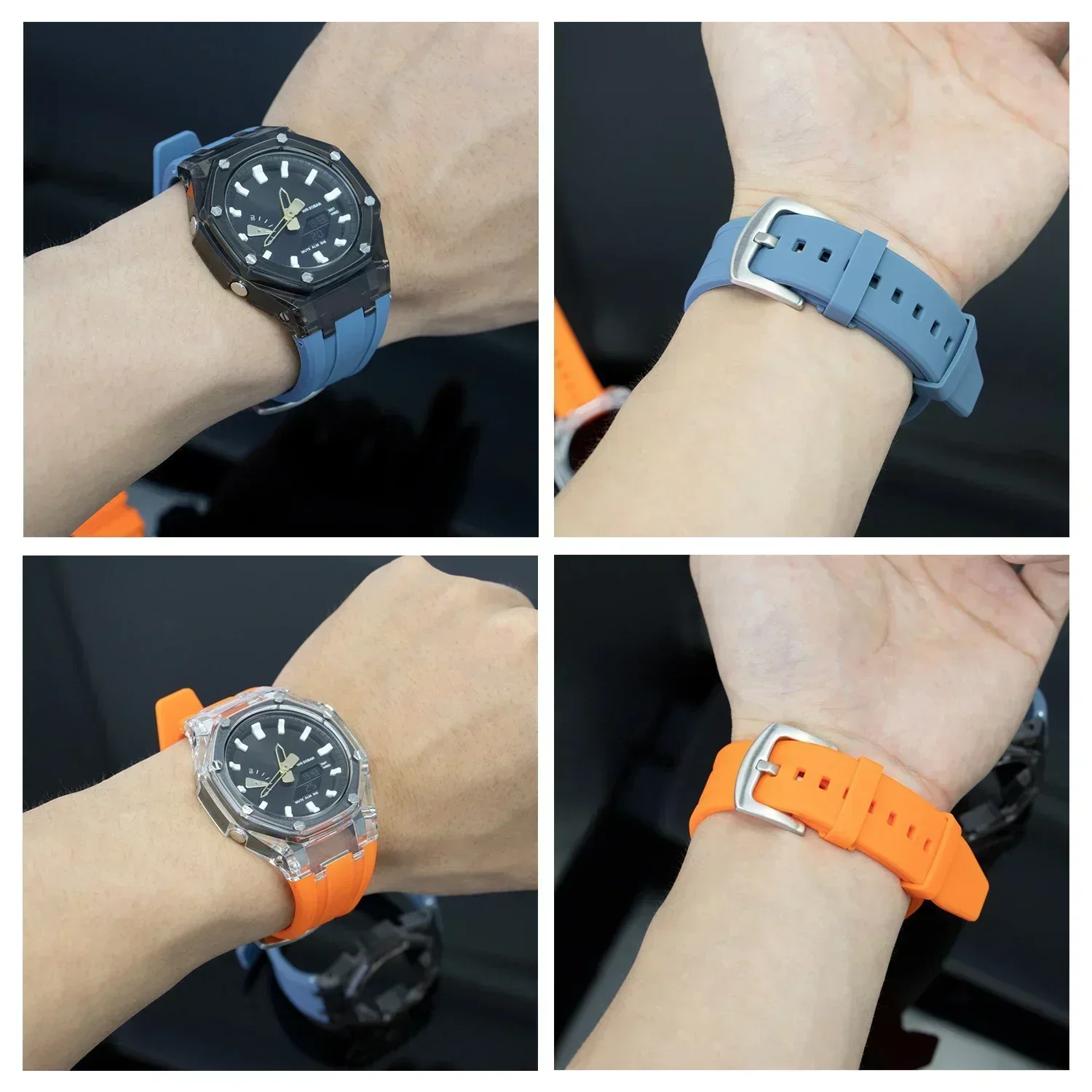 Kit Mod para Casioak GA2100 GA2110, funda transparente, correa de goma para reloj Casioak, accesorios de repuesto con hebilla