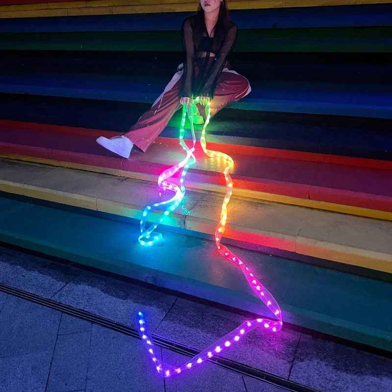 Full Color LED Luminous Ribbon RGB Gym Ribbons Led Rhythmic Gymnastics Belly Dancing Rechargeabl Stage Prop APP Control Props