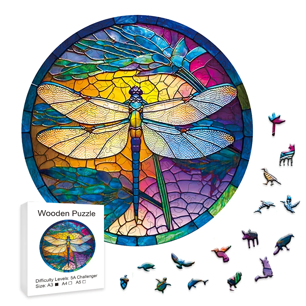 

Window-like Dragonfly Wooden Jigsaw Puzzle Creations Beautify Gifts Perfectly Crafted To Create A Colorful World In Dialogue