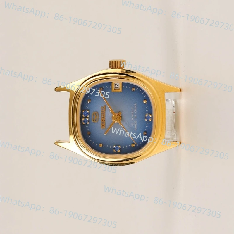 

Ретро золотые часы Tianjin Factory Seagull Square Blue Surface Ручные механические женские часы