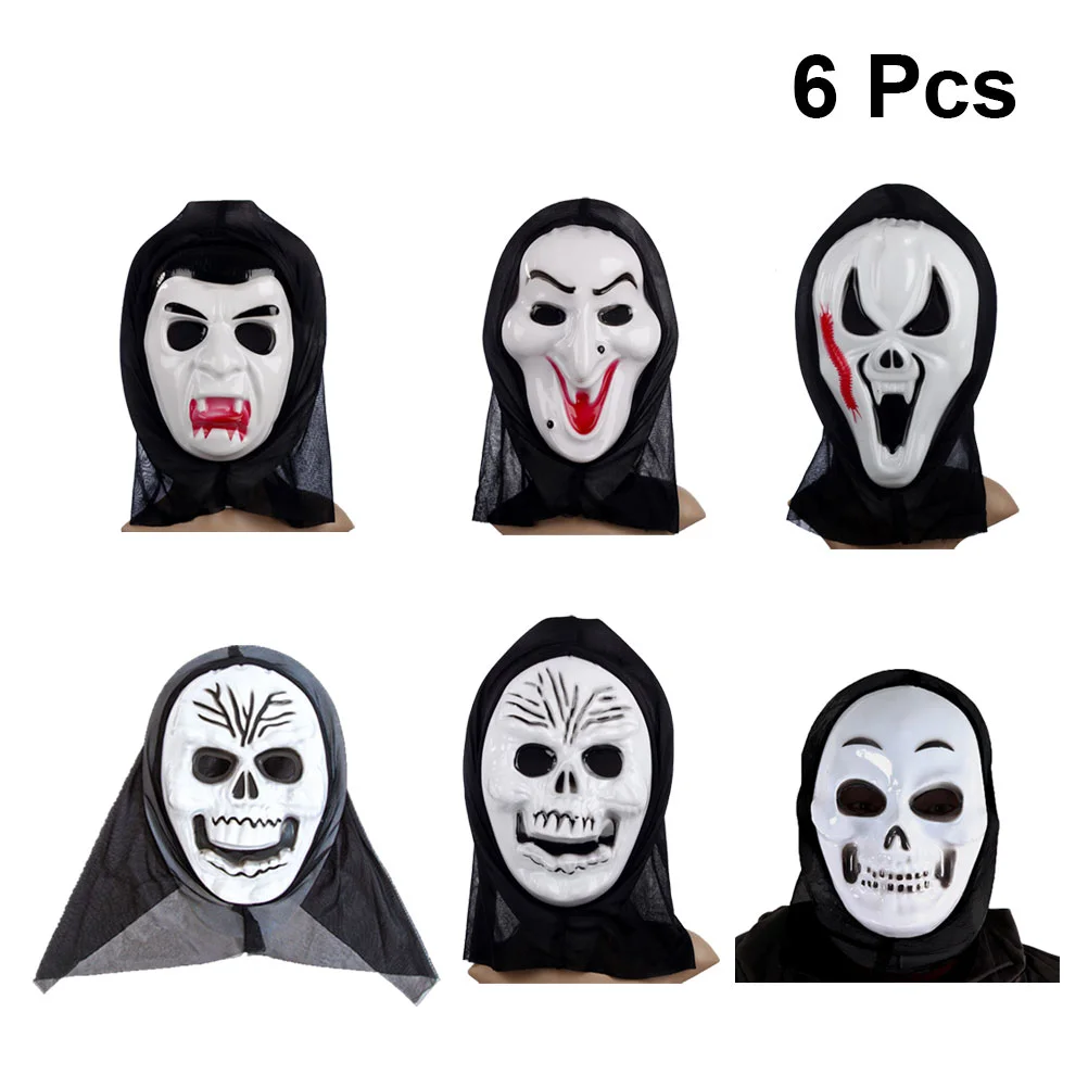 6pcs Halloween Horror Grimace Mask Random Style Full Face Covered Cosplay Prank Props halloween mask ghost mask