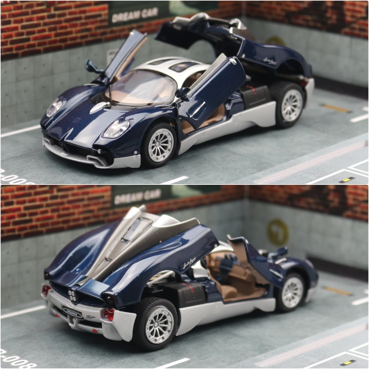 1/32 Pagani Utopia Spielzeugauto Modell CCA 1:32 Druckguss Metall Miniatur Super Sport Sound & Licht Sammlung Zurückziehen Geschenk für Jungen