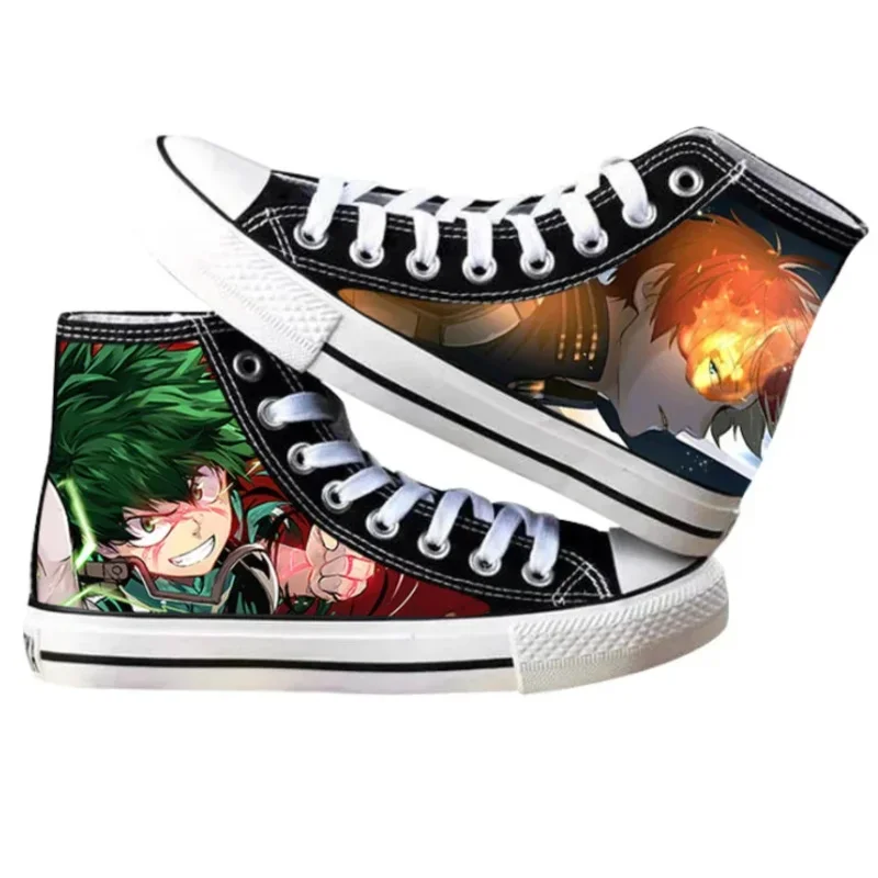 Anime My Hero Academy Deku Todoroki Shoto Bakugou Katsuk High Top Canvas Shoes Male And Female Student Cartoon Casual Sports MN1