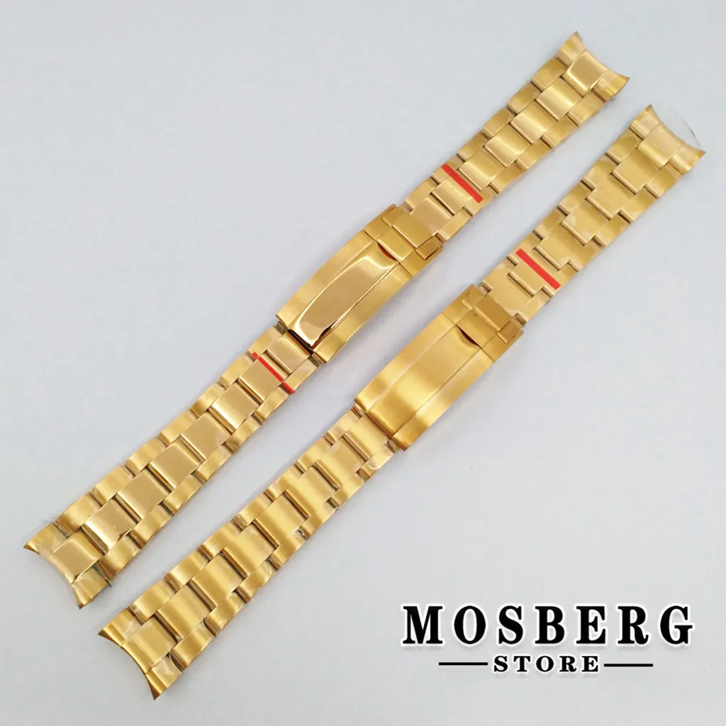 20mm Watch Strap Glide Lock Clasp 904L Stainless Steel Silver Rose Gold Fit Watches Case Accessories Parts