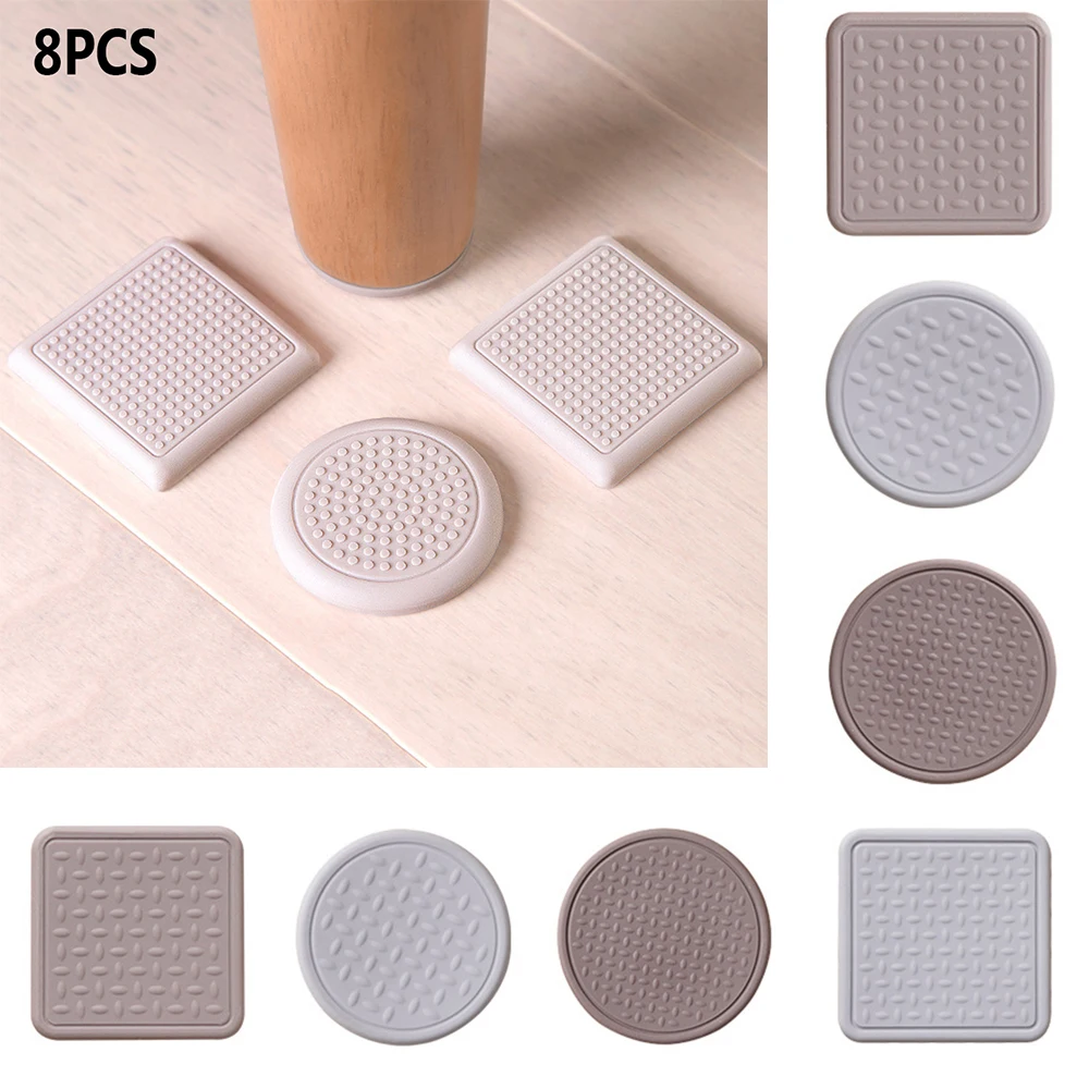 8PCS Silicone Furniture Leg Pad Sofa Foot Pad Self-Adhesive Mute Chair Feet Cover Floor Protector Anti Slip Table Leg Caps