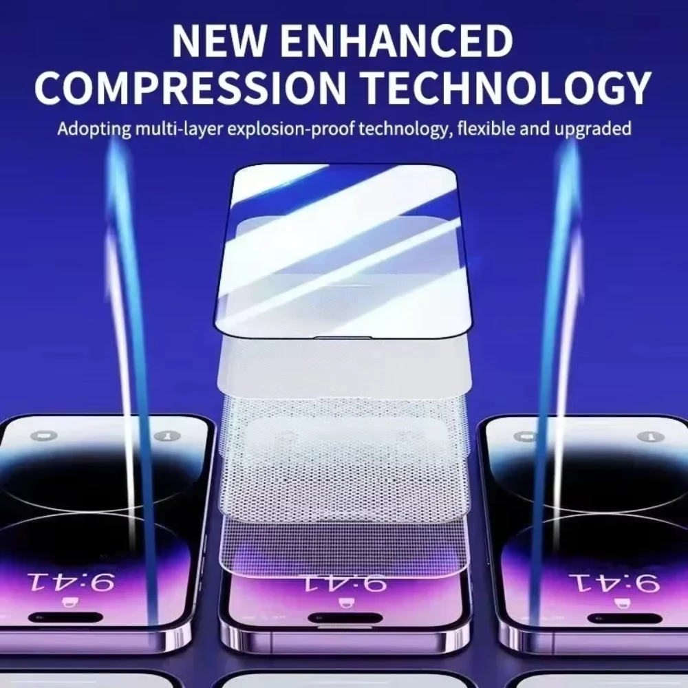 NNBILI 3 قطعة طلاء Oleophobic خالي من الغبار سهل التركيب واقي للشاشة آيفون 14 11 13 12 15 16 17Pro Max Air 16e Glass