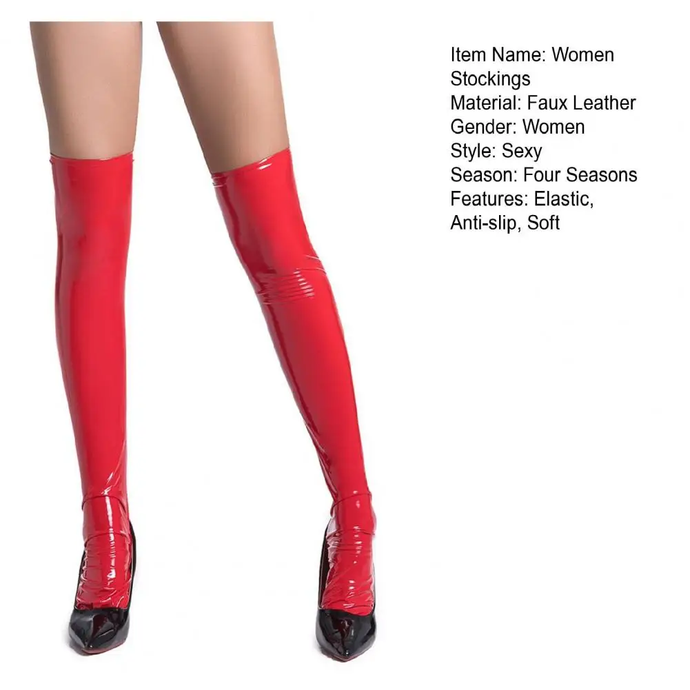 1 زوج 55/56/58 سنتيمتر النساء جوارب لامعة فو الجلود فوق الركبة طول سليم صالح نادي حفلة تأثيري عرض مسرحي جوارب طويلة #5