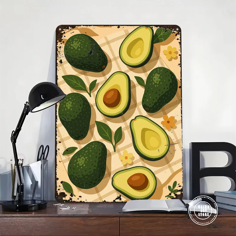 Avocado – A Stylized Tablescape Printed Poster Customized Retro Wall Art Vintage Metal Tin Signs for Office Decor Room Man Cave