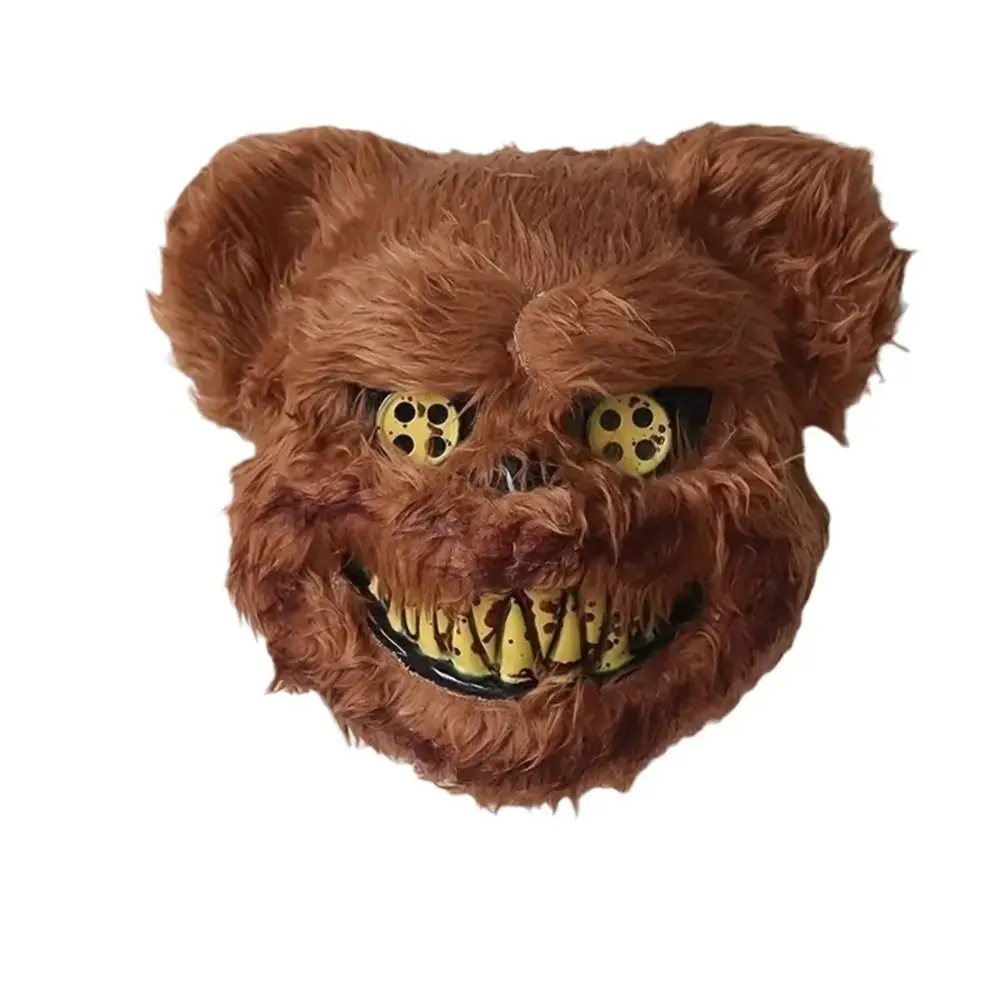 Scary Halloween Mask Ghost Festival Exposed Teeth Bloody Plush Bunny Mask Realistic Stage Performance Props Bloody Bear Mask