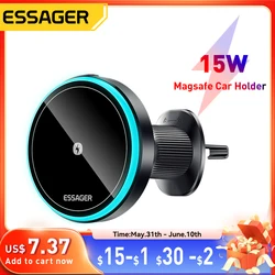Essager 15W Magnetic Wireless Car Phone Holder Adjustable 360 degrees Car Charger For iPhone15 14 13 Pro Samsung Universal Phone