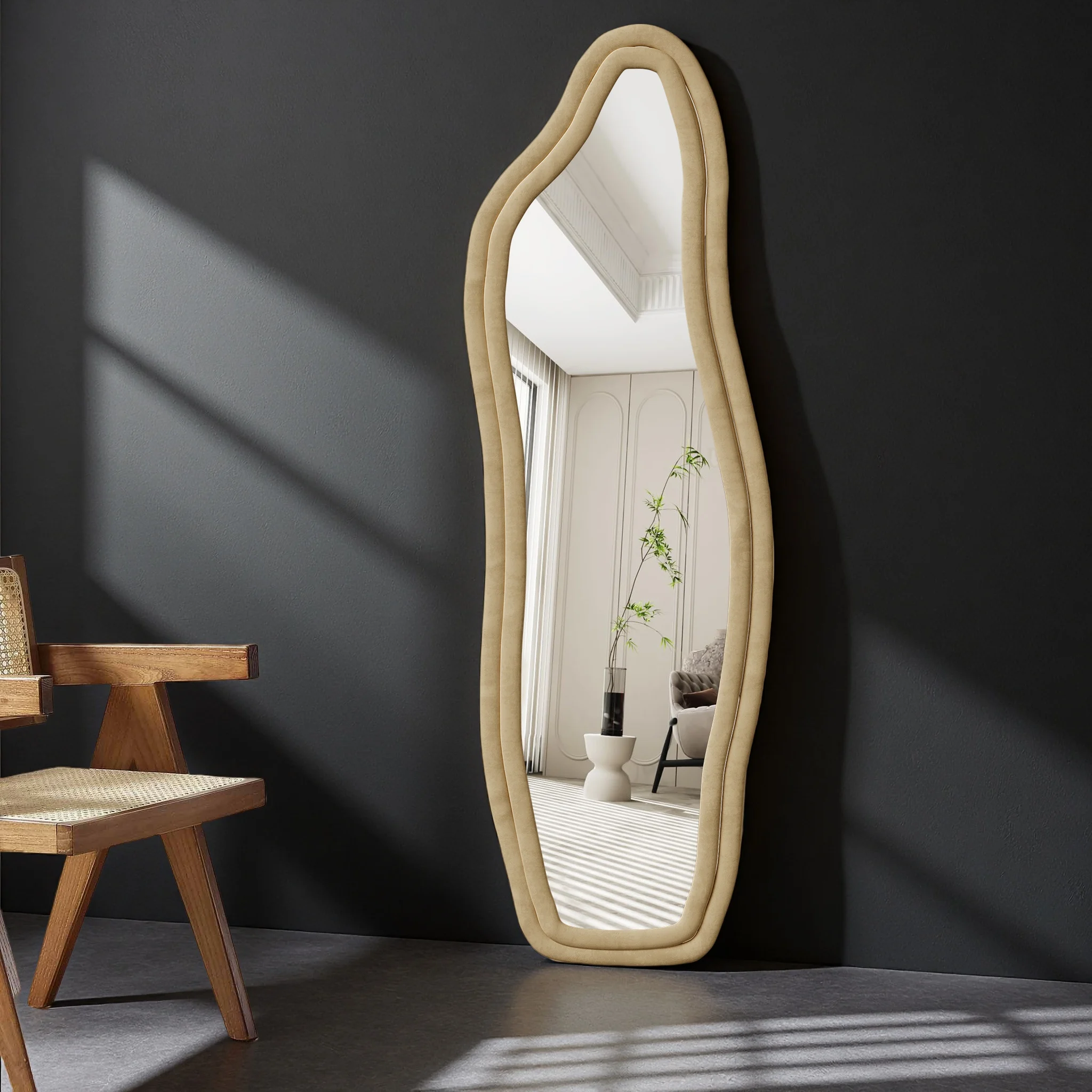 Miroir pleine longueur, miroir nuage, miroir décoratif irrégulier pour mur, salon, salle de bain, couloir, entrée