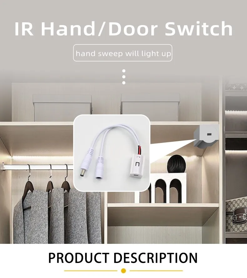 DC 12V 24V Schranktür-Sensor-Schalter, Infrarot-Handwellensensor, LED-Lichtdimmer, geeignet für Möbelbeleuchtung – Detail 1