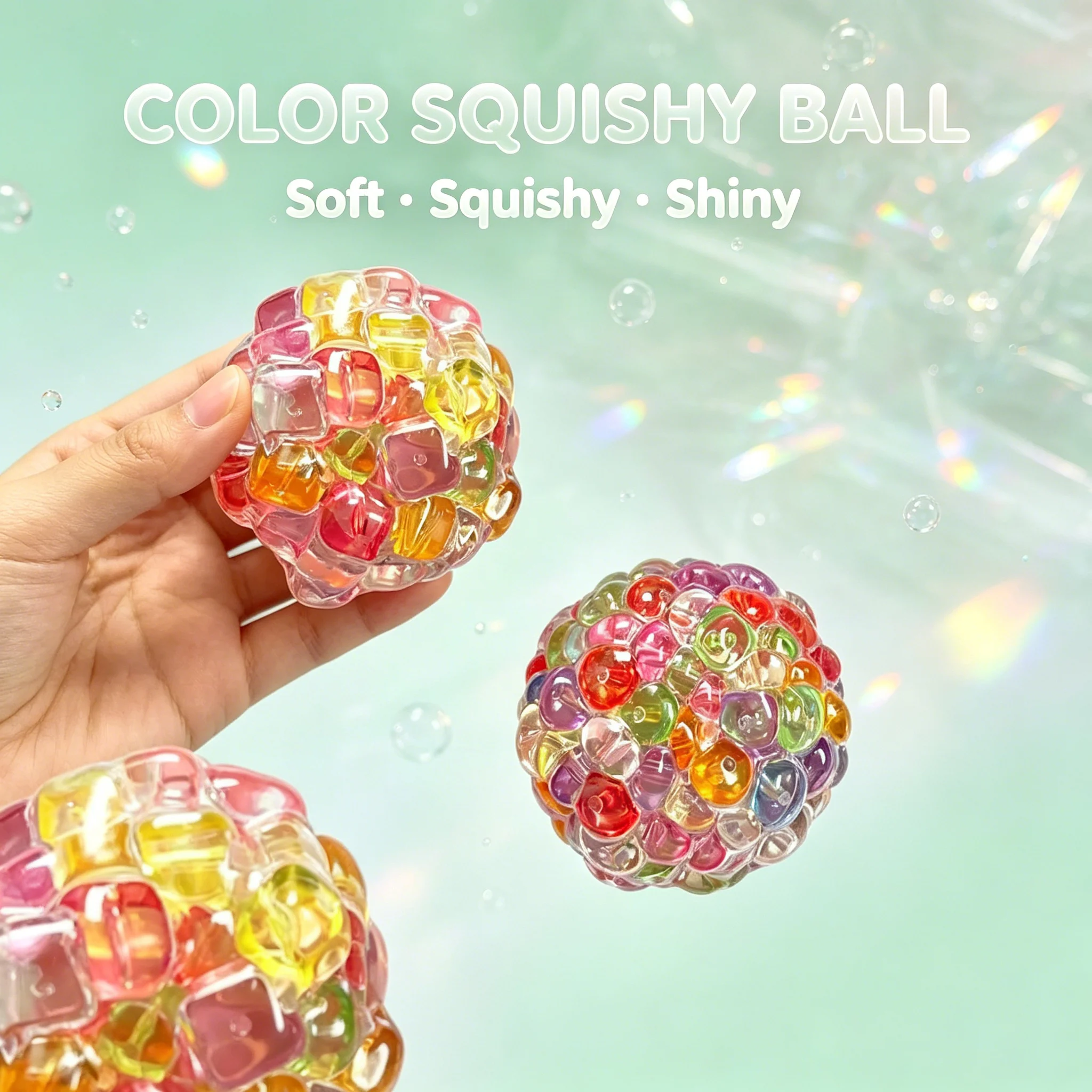 

Fidget Ice Cube Colored Beads Squeeze Squishy Balls Hand Exercise Sensory ADHD Anxiety Stress Reliever Toys For Kids Adults