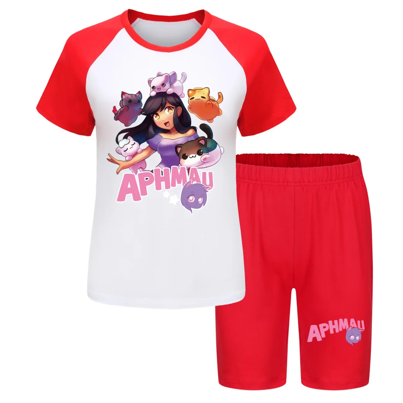 APHMAU Clothes Kids Cat Aaron Lycan T-shirt Shorts 2pcs Sets Baby Girl Outift Set Junior Boys Summer Pajamas Children's Clothing