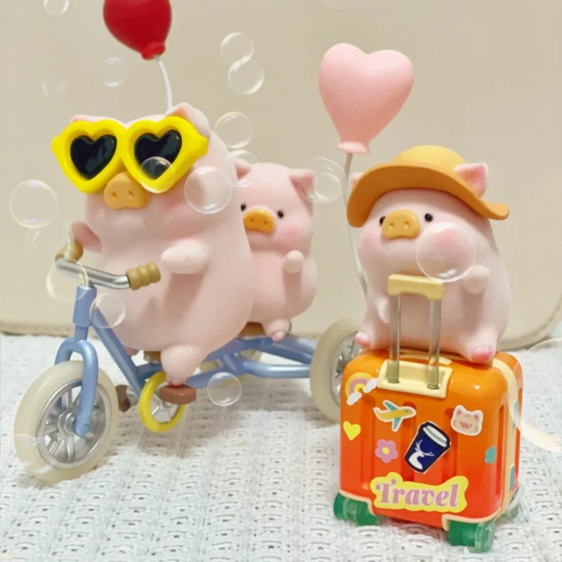 Hot Sale Lulu Pig Travel Series Kawaii Piggy Anime Figure Cute Doll Room Ornament Collection Model Toys Kids Birthday Gifts