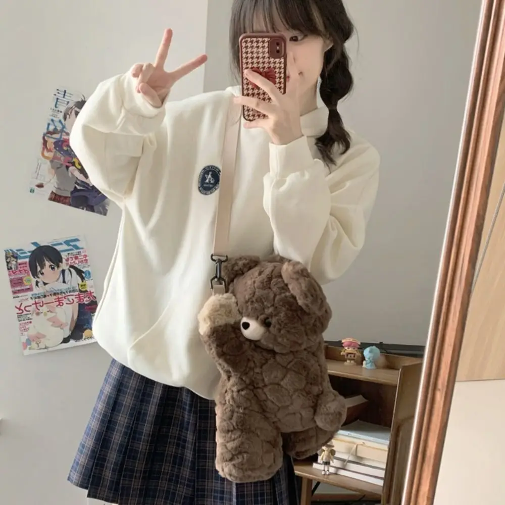 

Creative Korean Style Bear Doll Crossbody Bag JK Lolita Children's School Bag Backpack Soft Animal Shoulder Bag Students