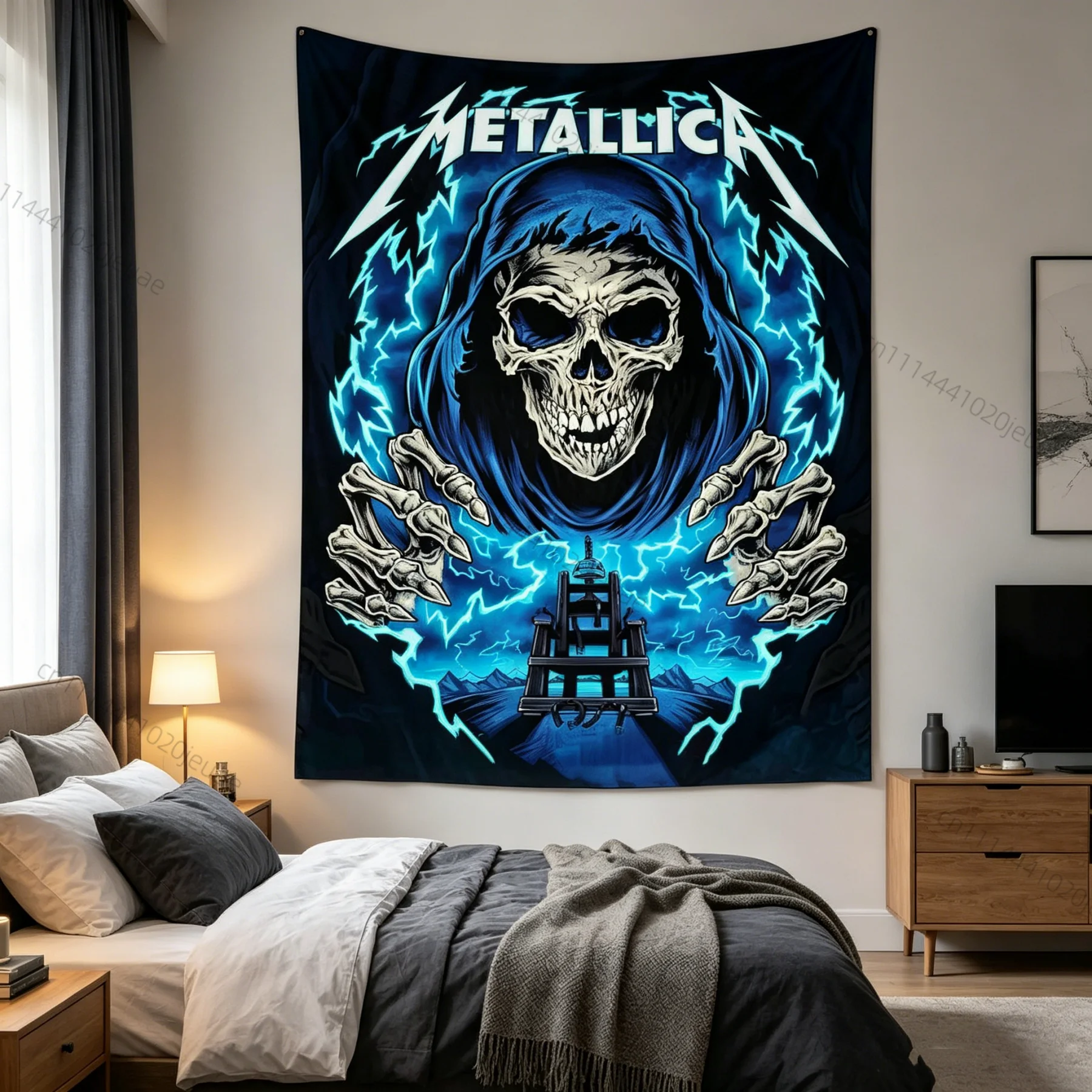 1 Stück Wandteppich Rockband Cool M-METALLICA Bunter Wandbehang Heimdekoration Wohnheim-Hintergrundtuch Geschenkideen Konzert-Fan-Banner