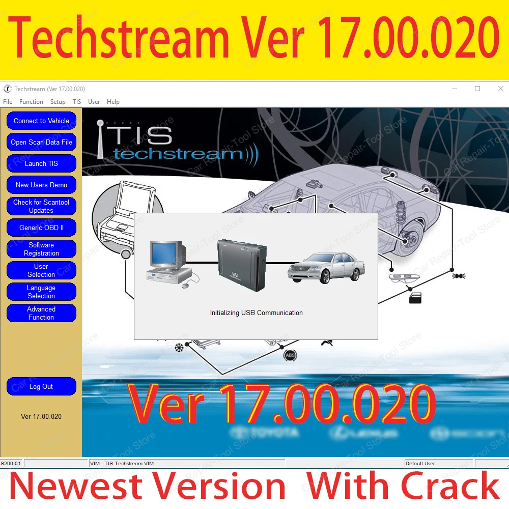 Mini VCI Techstream V17.00.020 Car Diagnostic Softwares V16.20.023 Interface for Toyot J2534 Mongoose TIS Send Link Or USB OR CD