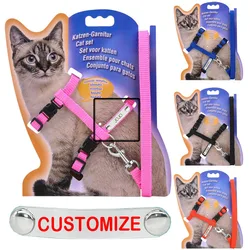 Personalized Cat Dog Harness Nylon Adjustable Walking Lead Leash For Puppy Kitten Collar Harness For Small Medium Pet