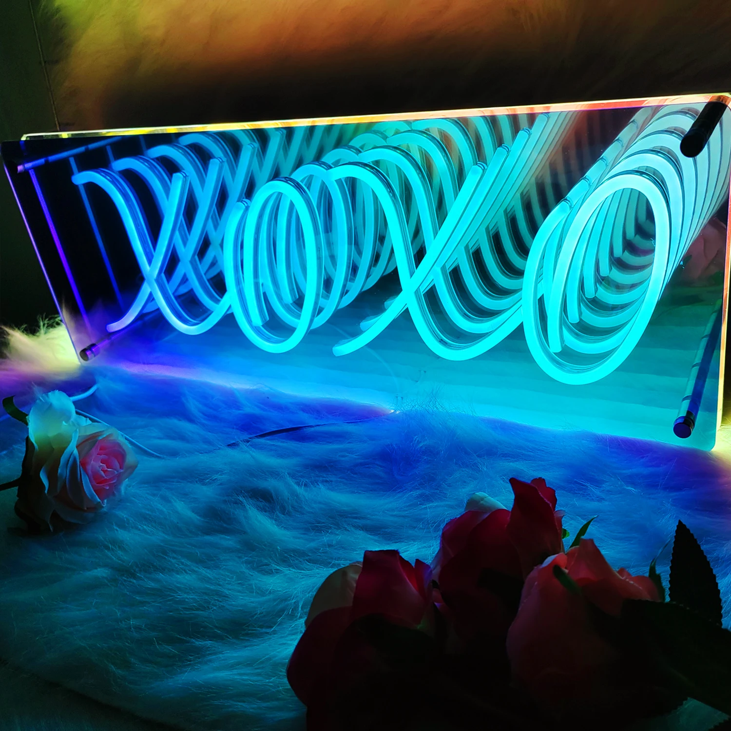 1000層効果のあるネオンライト1つのミラーパーティーのロゴリビングルームの装飾