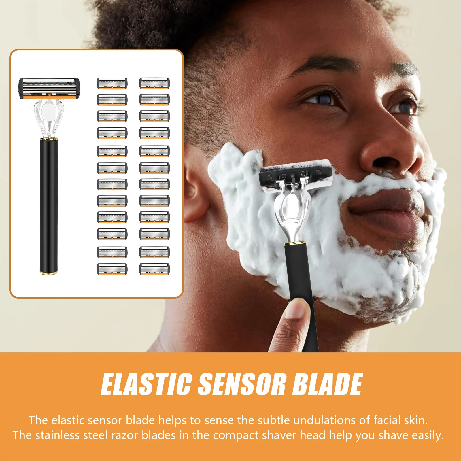 Men's Manual Shave Razor 24/36pcs Blades Set Portable Classic Stainless Steel Beard Shaver For Home Traveling Daily Face Care