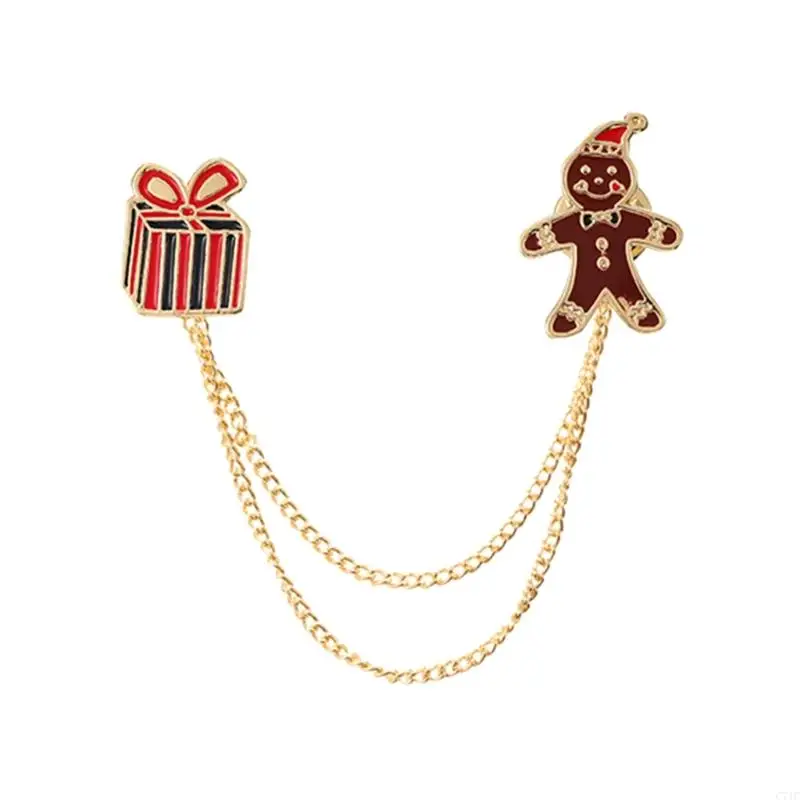 C71C Fashion Christmas Broche Tassels Chain Clothing Pin Kerstte Krans Geschenk badges Rapel Pin Party Juwelen Feestelijke Pin