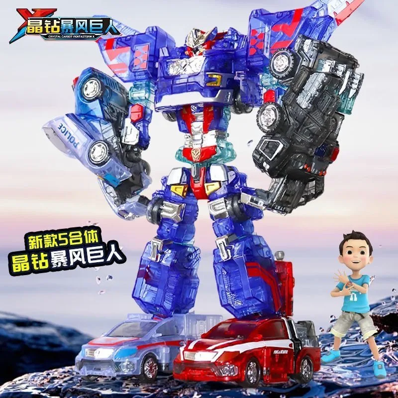 New 5 in 1 Hello Carbot Crystal Carbot Pentastorm X Transform Combined Robot Action Figures Toys SAFARI SAVER Deformation Mecha