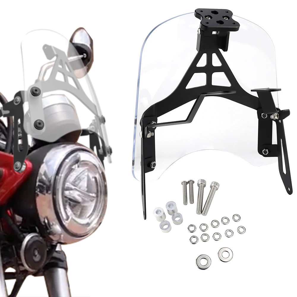

For Honda DAX 125 ST125 DAX125 2022-2023 Motorcycle Adjustable Windshield Windscreen Wind Deflector GPS Mount Navigation Bracket